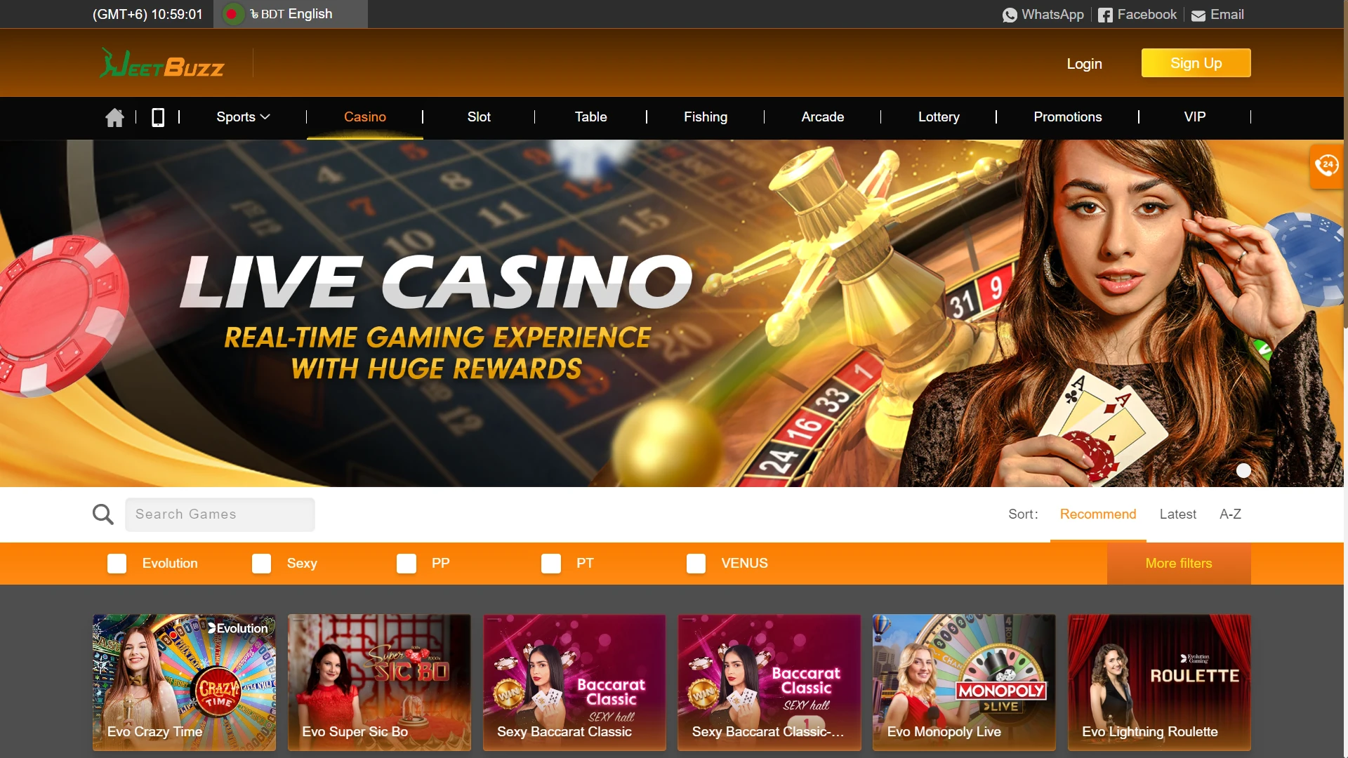 Go to the section with casino games from JeetBuzz.