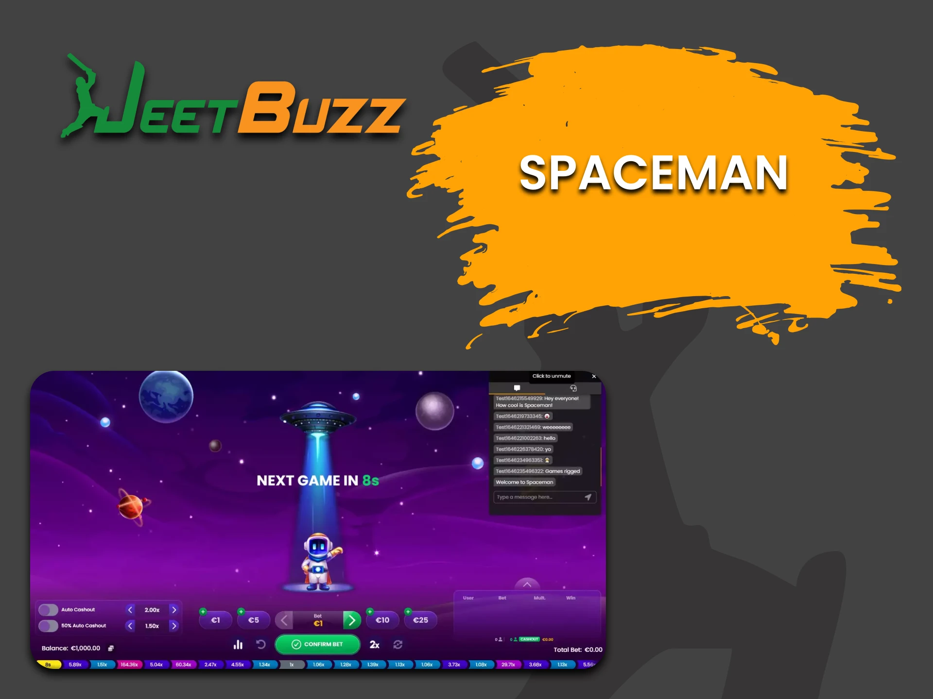 For games on JeetBuzz, choose Spaceman.