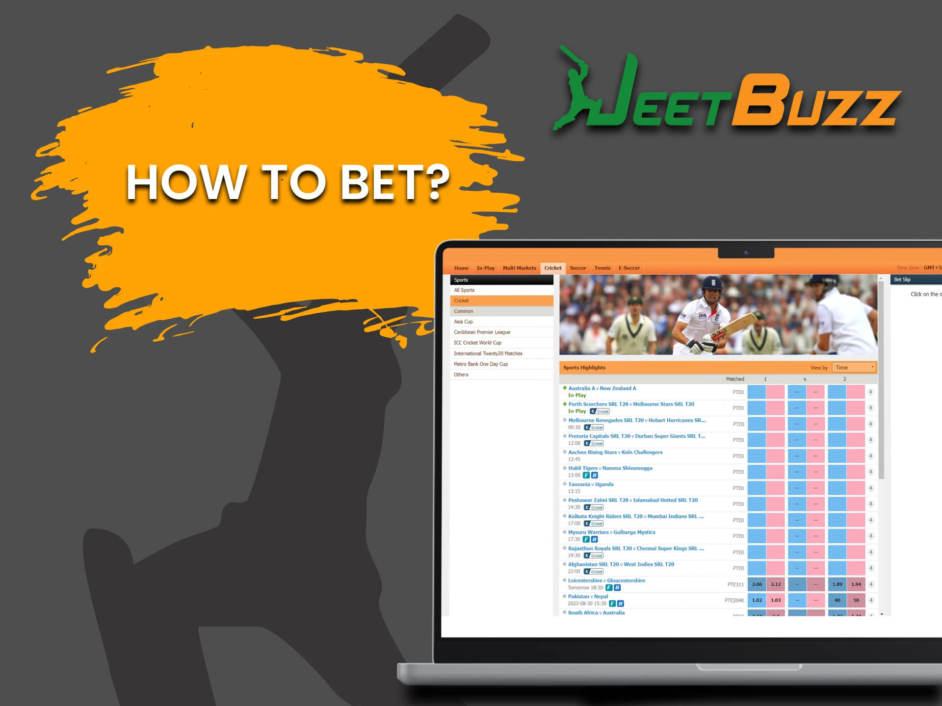 Select the sports section of JeetBuzz for cricket betting.
