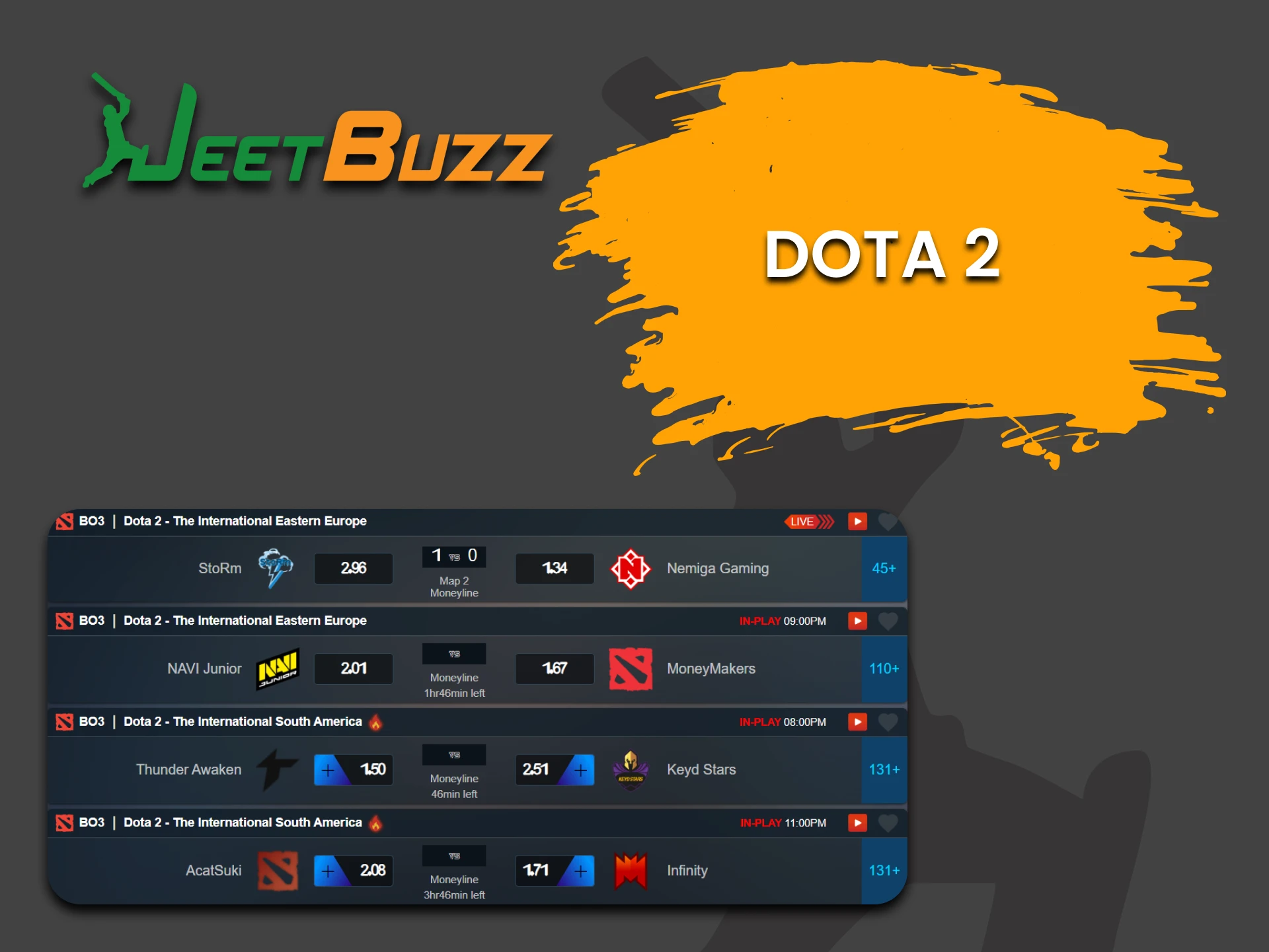 For JeetBuzz esports betting, choose Dota 2.