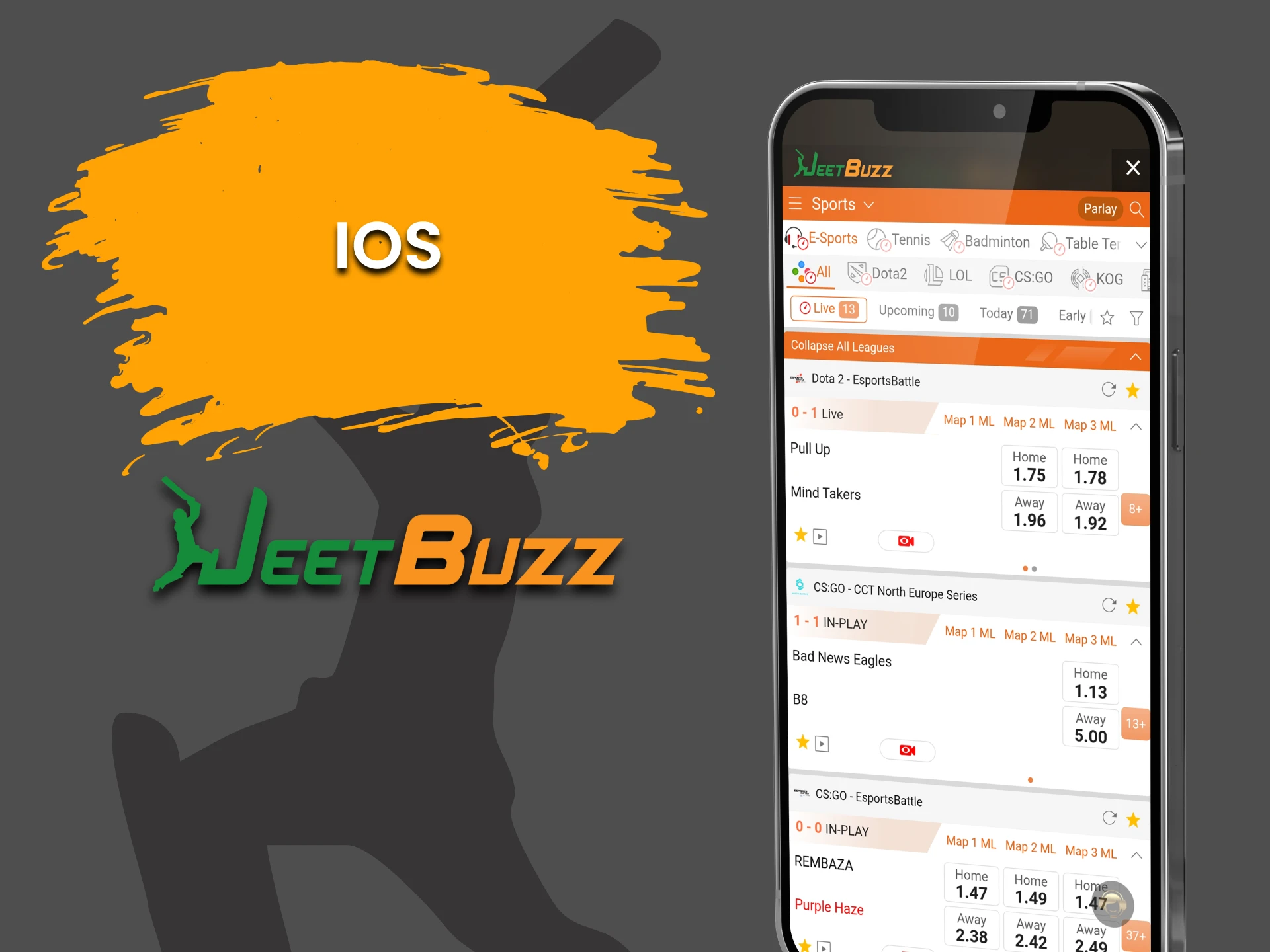 Download the JeetBuzz iOS app for eSports betting.