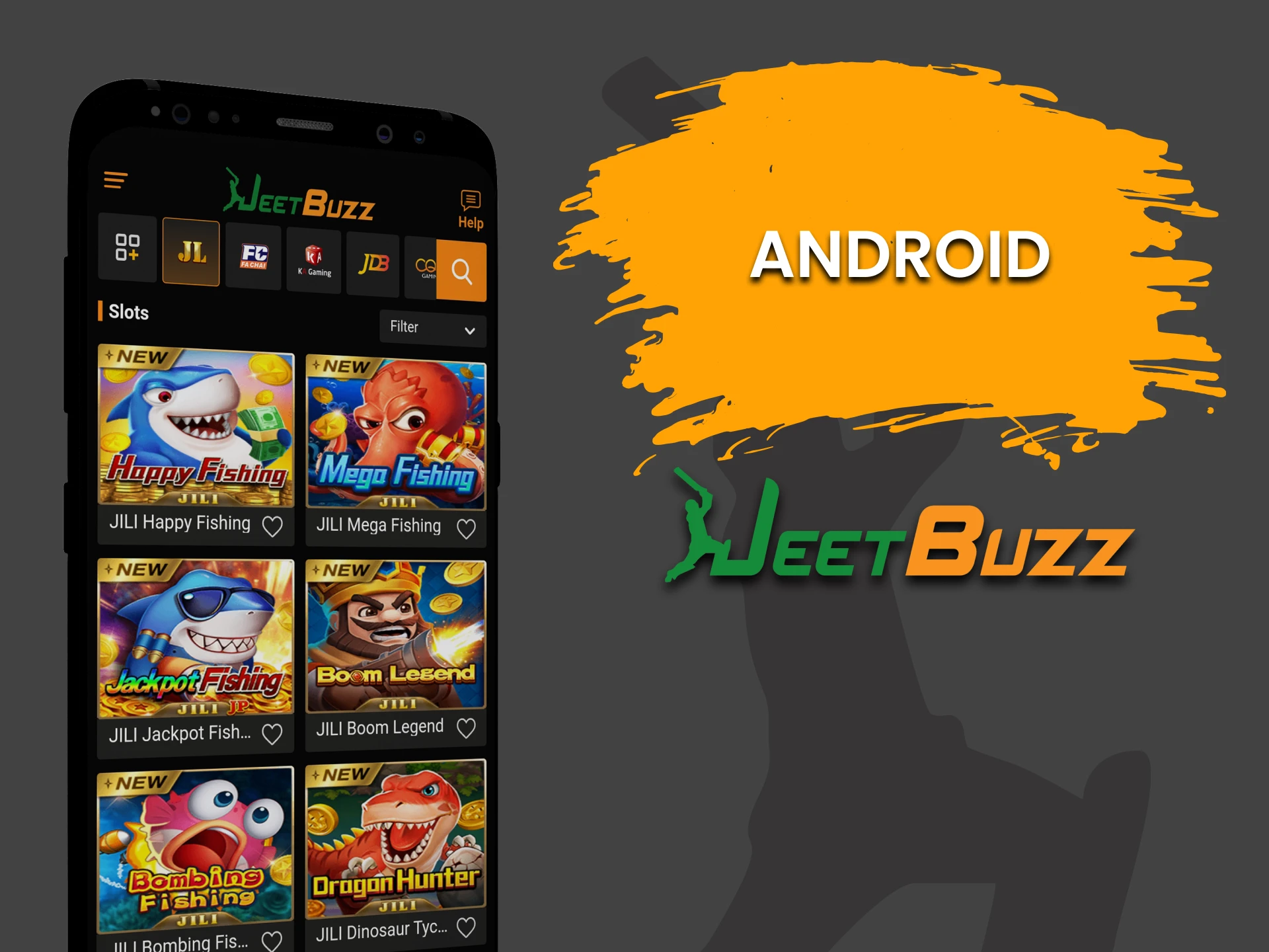 Download the JeetBuzz Android app and visit the Fishing section.