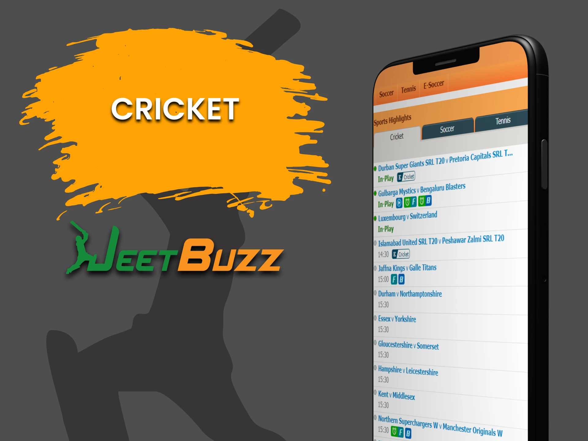 For sports betting on the JeetBuzz app, select Cricket.