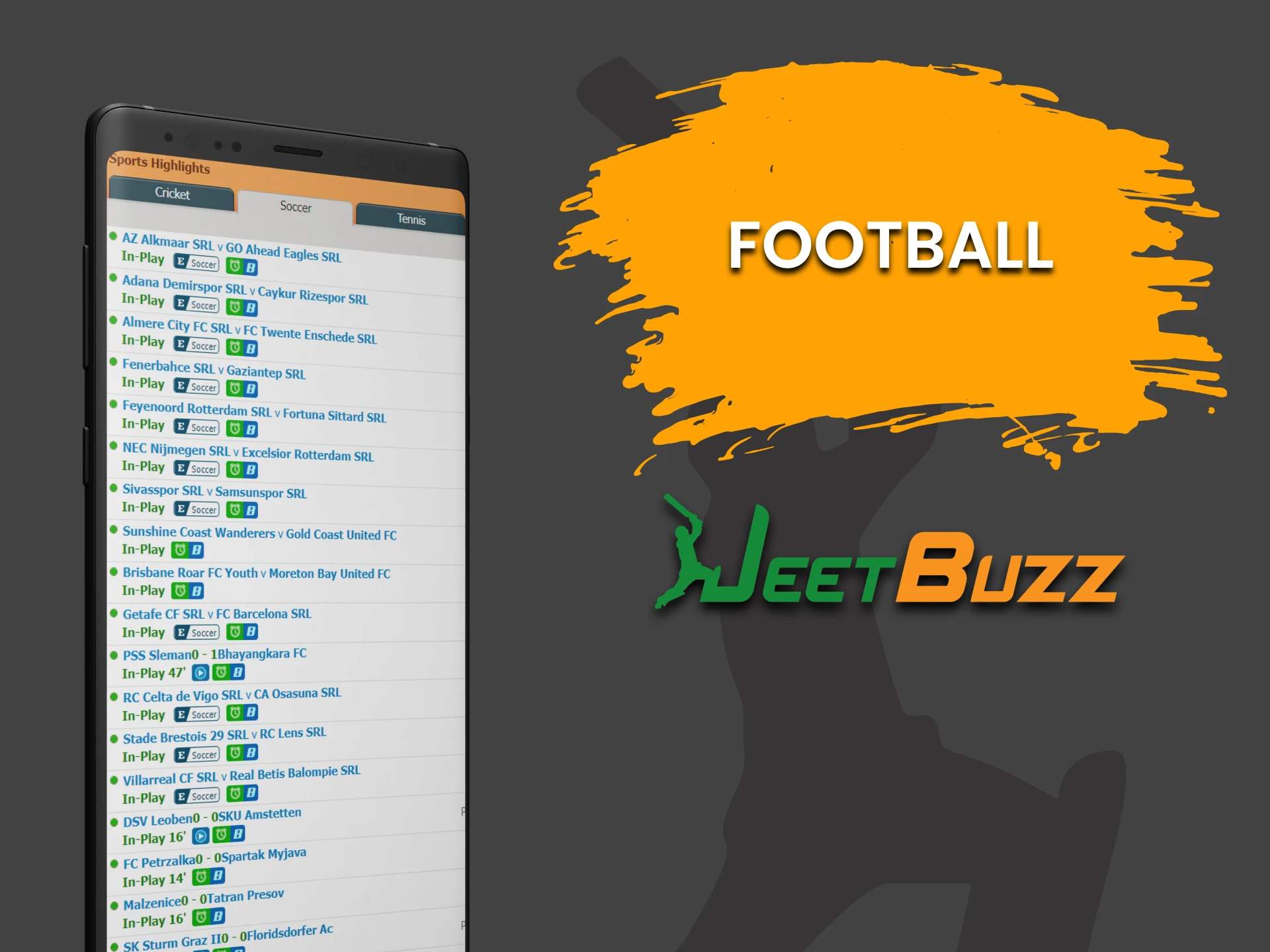 For sports betting on the JeetBuzz app, select Football.