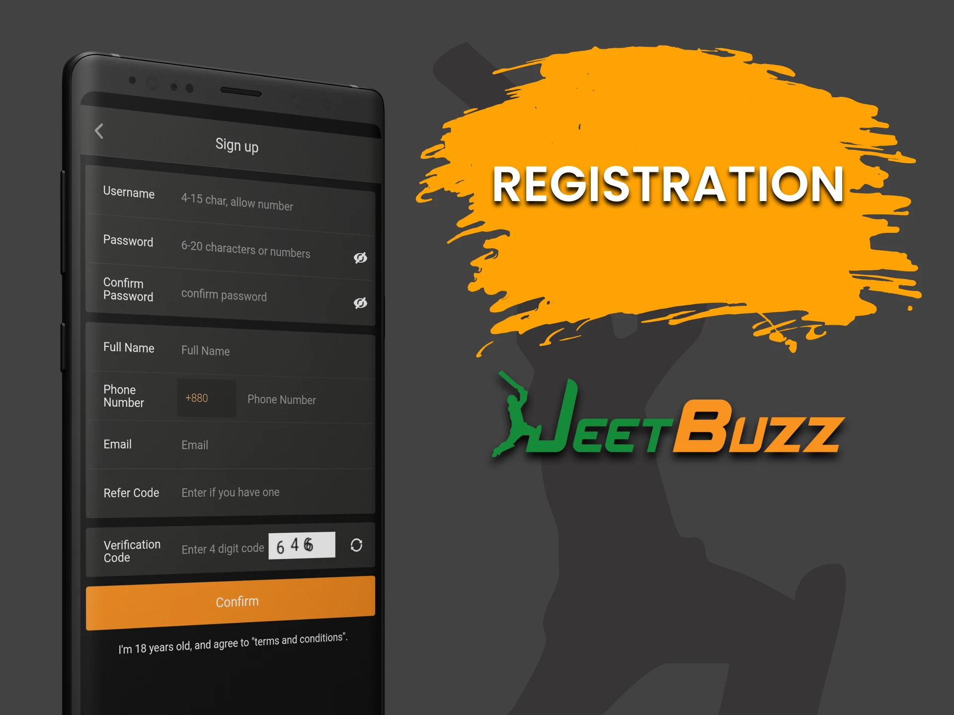 Create an account in the JeetBuzz app.