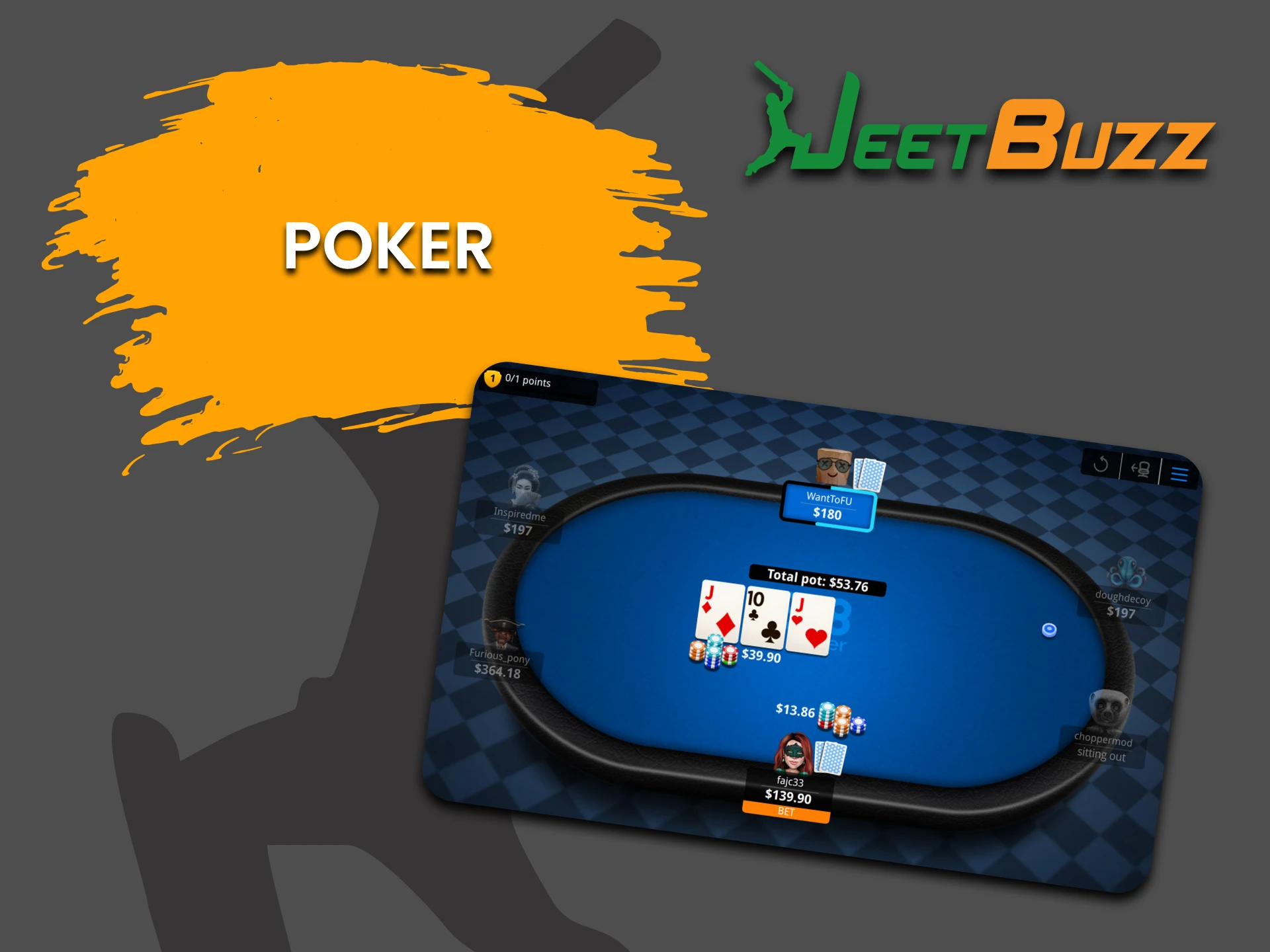 For table games from JeetBuzz, choose Poker.