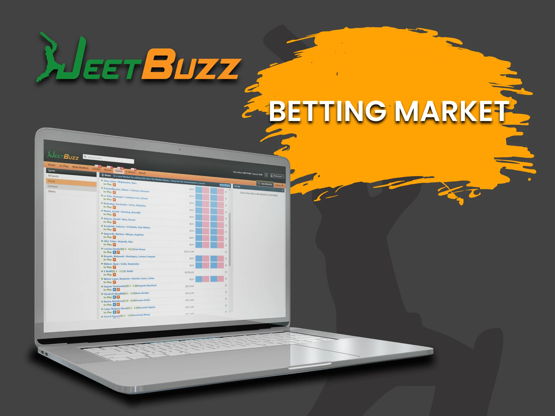 We will tell you in which markets you can bet on Tennis from JeetBuzz.