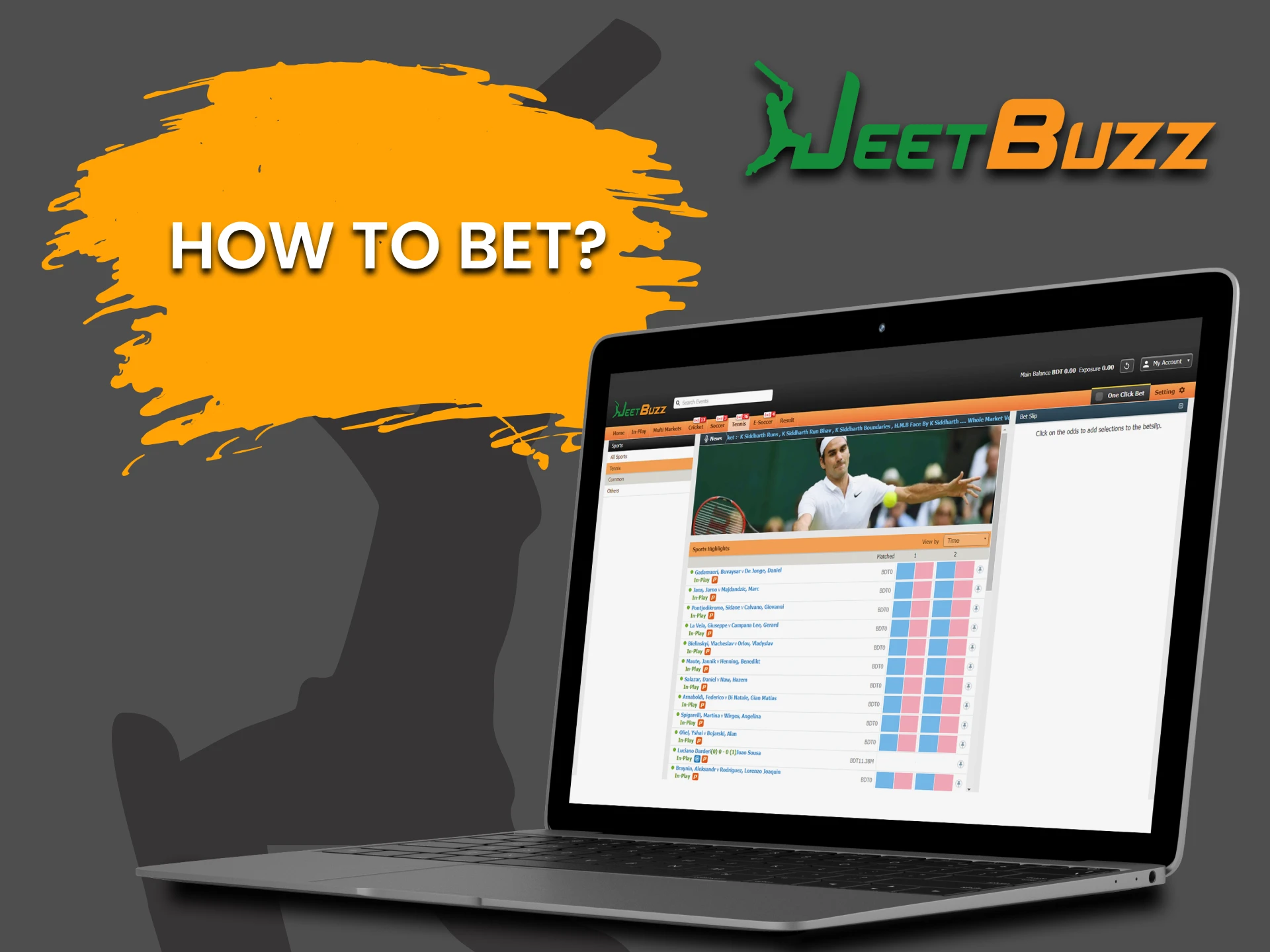 Choose the sports section of JeetBuzz for Tennis betting.
