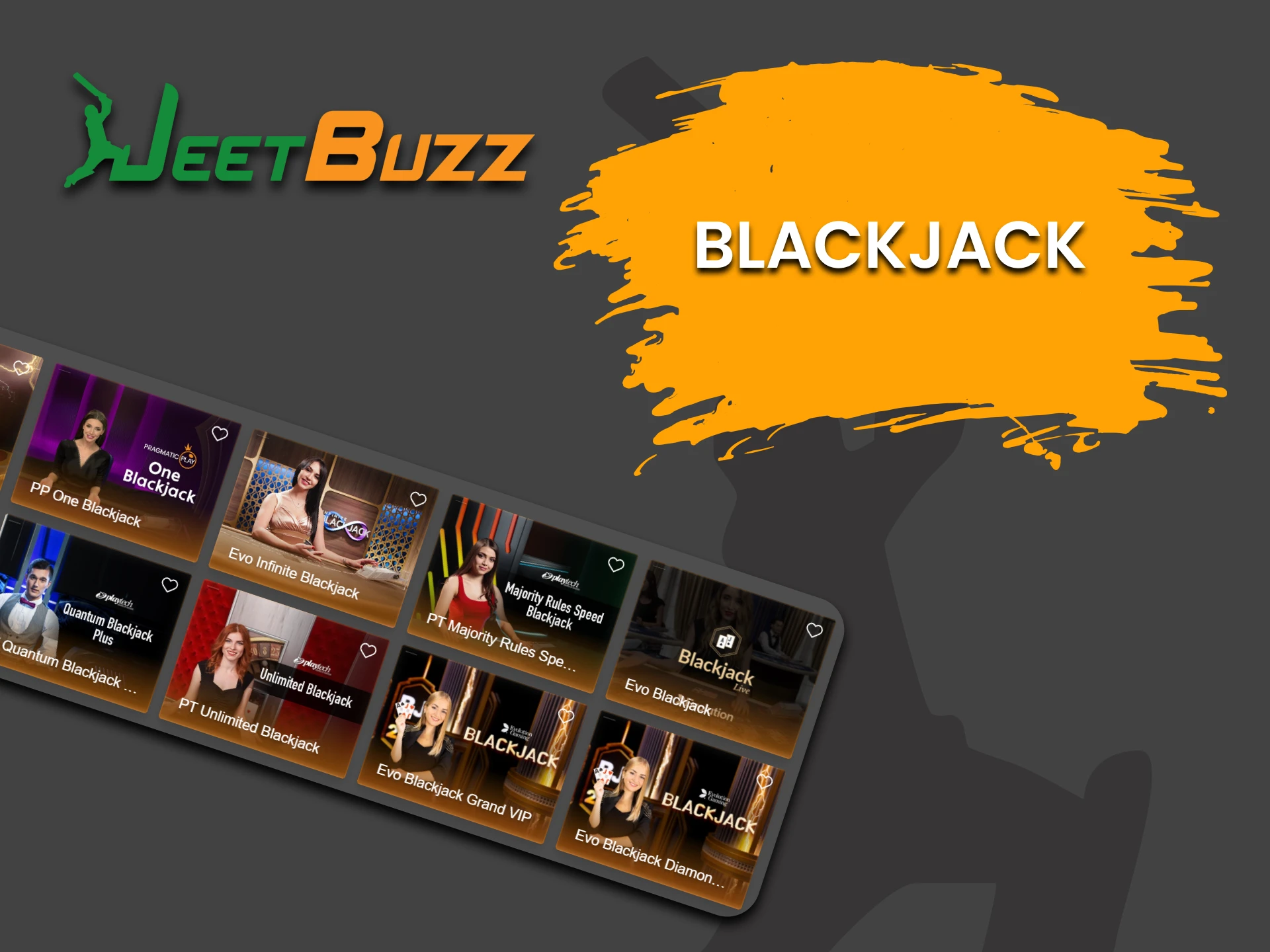 To play live casino on JettBuzz, choose Blackjack.
