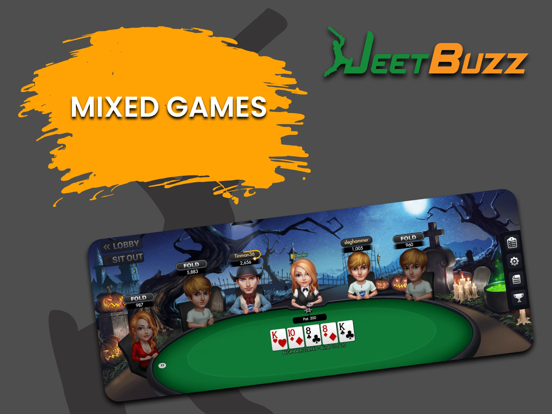 To play Poker on JeetBuzz, choose Mixed Games.