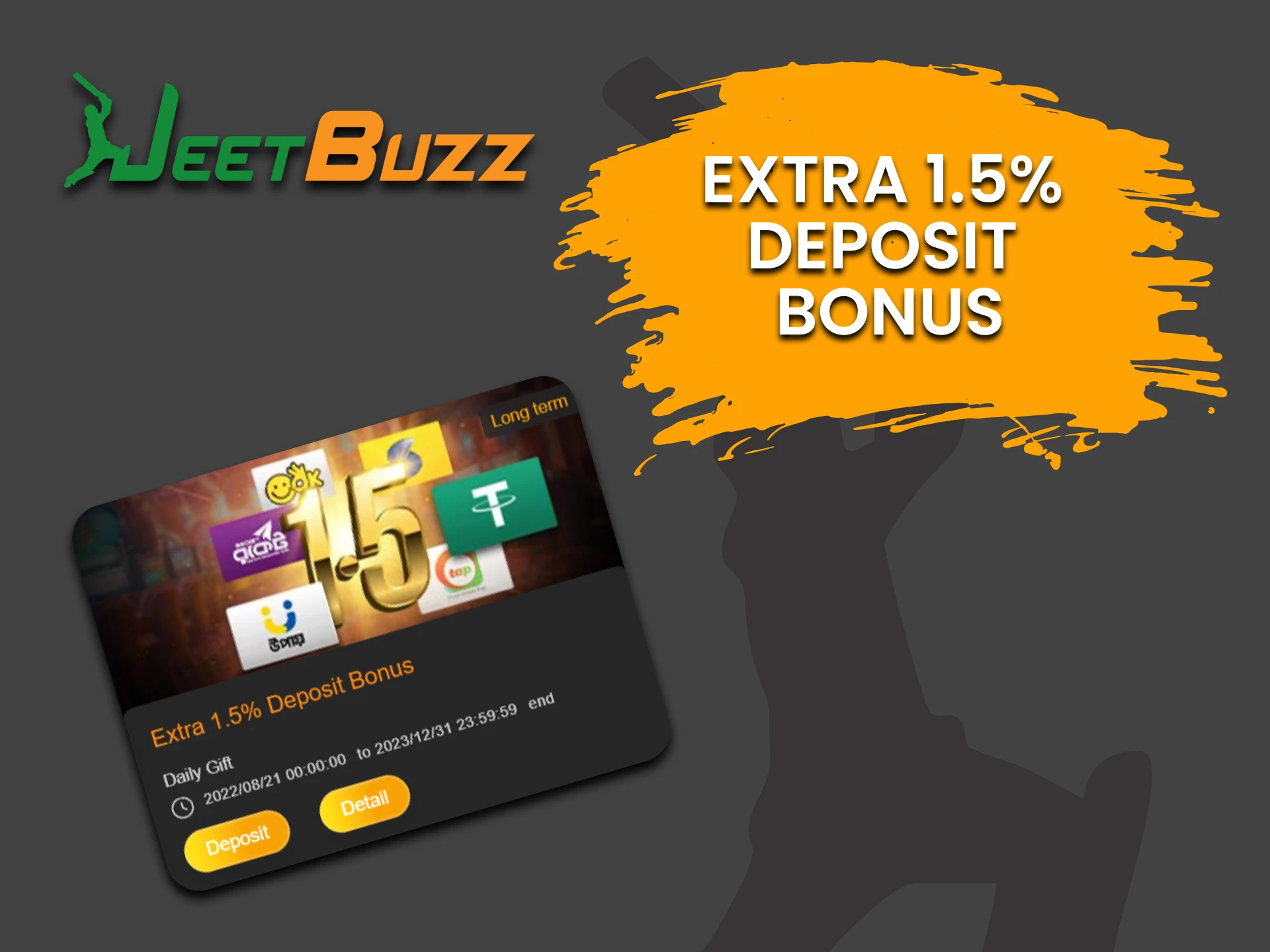 Get an extra deposit bonus from JeetBuzz for playing Roulette.