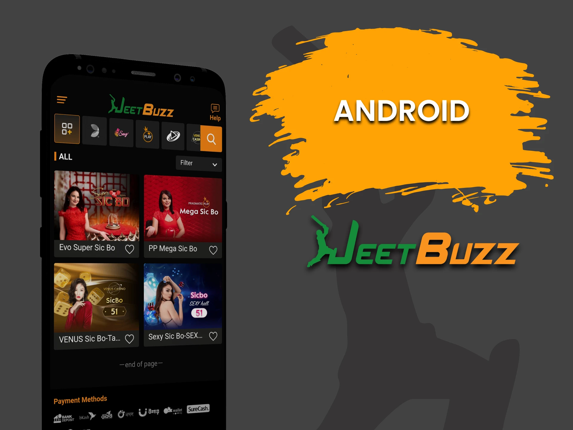 Play Sic Bo via Jeetbuzz app on Android.